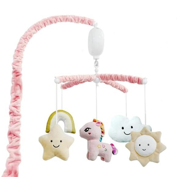 Baby Crib Mobile for Girls with 3 Modes Musical Box,12 Lullabies, Pink, Nursery - Picture 1 of 5